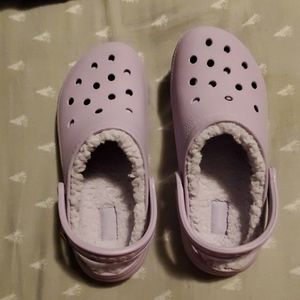 New light purple crocs with fur